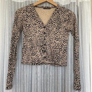 Brandy Melville Leopard Long Sleeve Cardigan Top